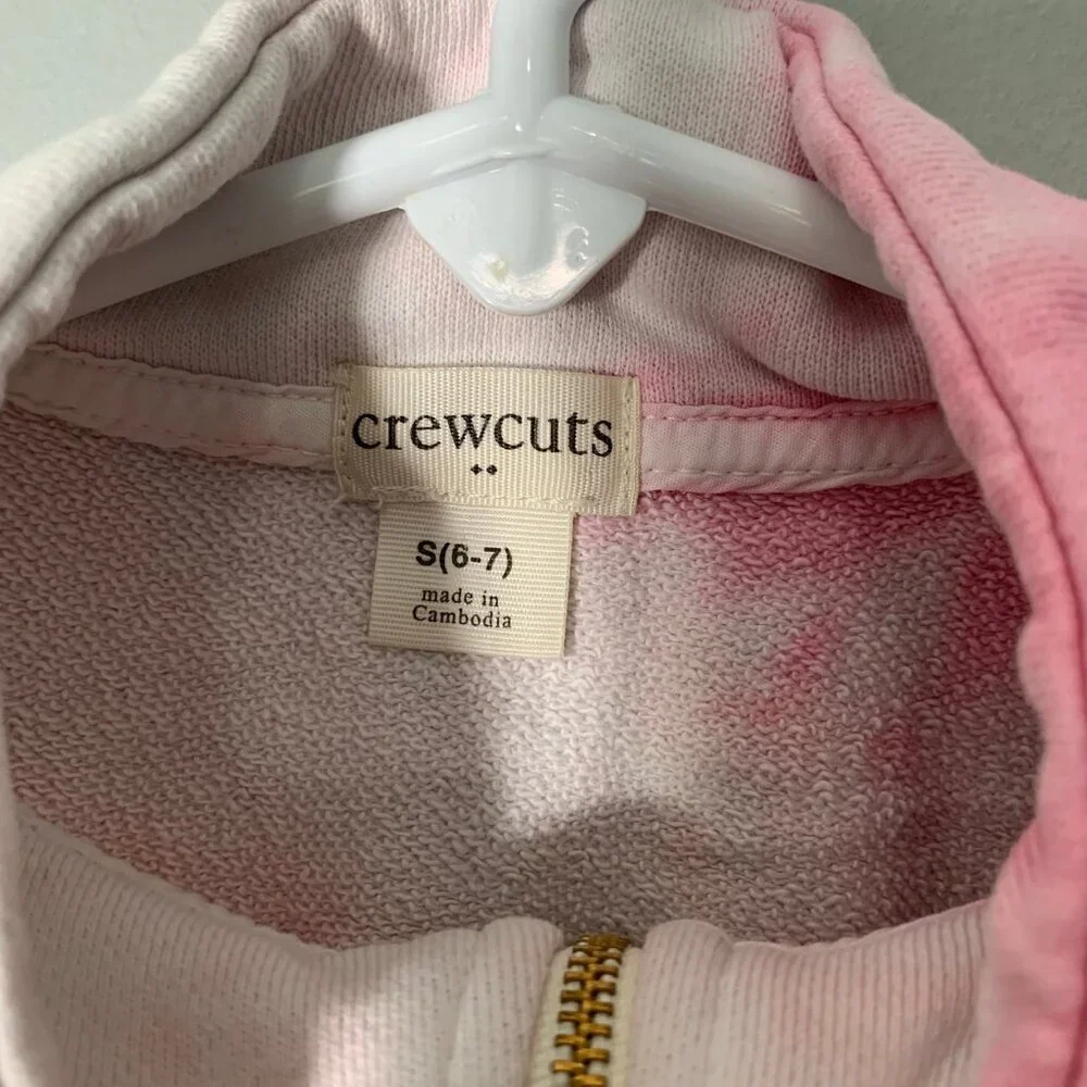 5/$25 Crewcuts Girls Pink Tie Dye Quarter Zip Sweatshirt Mock Neck Size S 6-7 - Picture 4 of 5